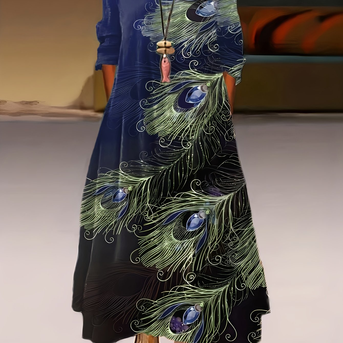 Plus size clearance peacock maxi dress