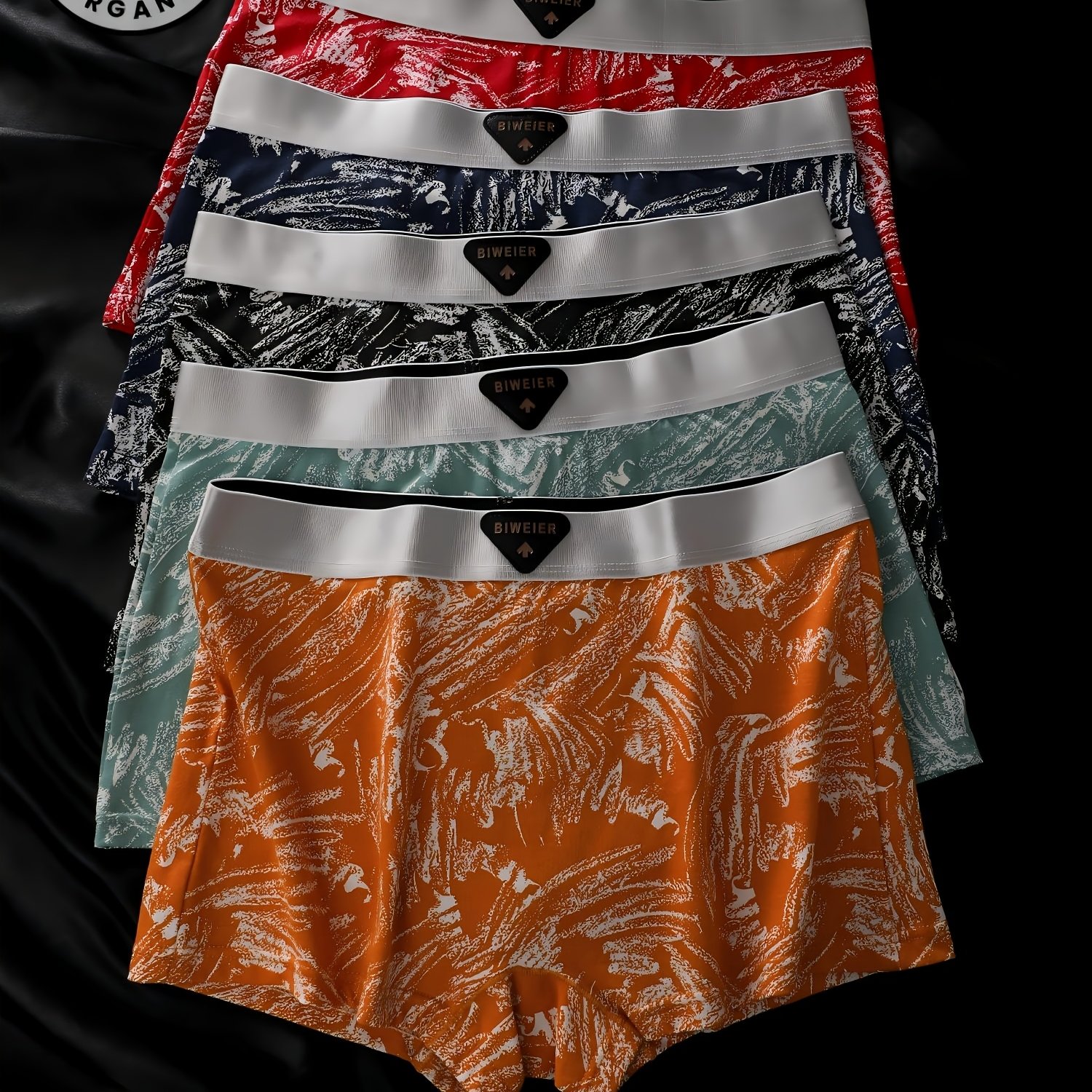 Image of 5pcs Biweier Couple Women'-wash Printed Boyshorts, Soft And Skin-friendly, Fashionable Shorts, Elastic And Breathable Shorts, Suitable For Ladies To Give As Gifts To Wardrobes, Valentine's Day Gifts