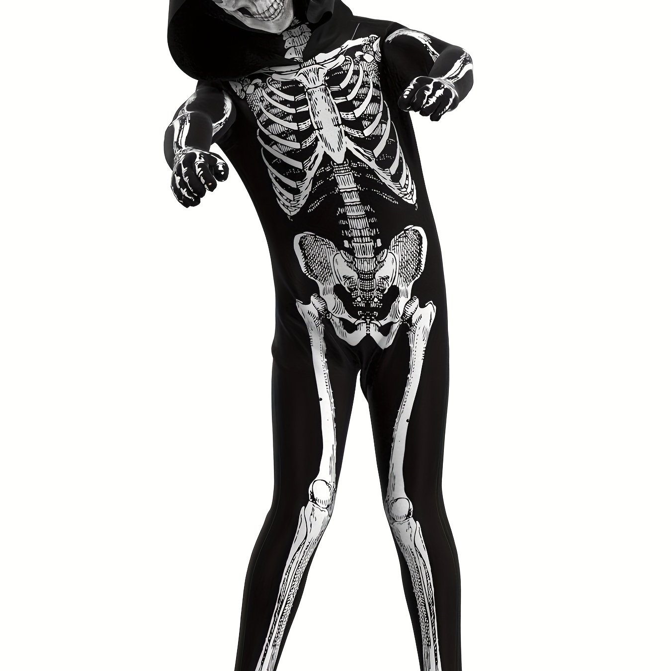 Unisex Jumpsuit - Scary Black And White Halloween Jumpsuit For Costume Compatible For Cos Like A Skeleton