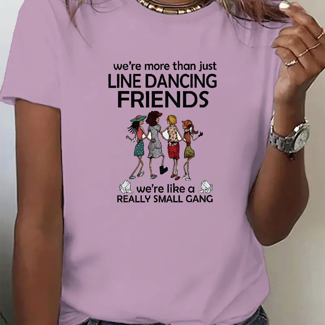 TEMU And Summer Women's Casual T-shirt - Featuring A Fun Dancing With An English Slogan Print. This Short-sleeve Shirt Is Perfect For Running And