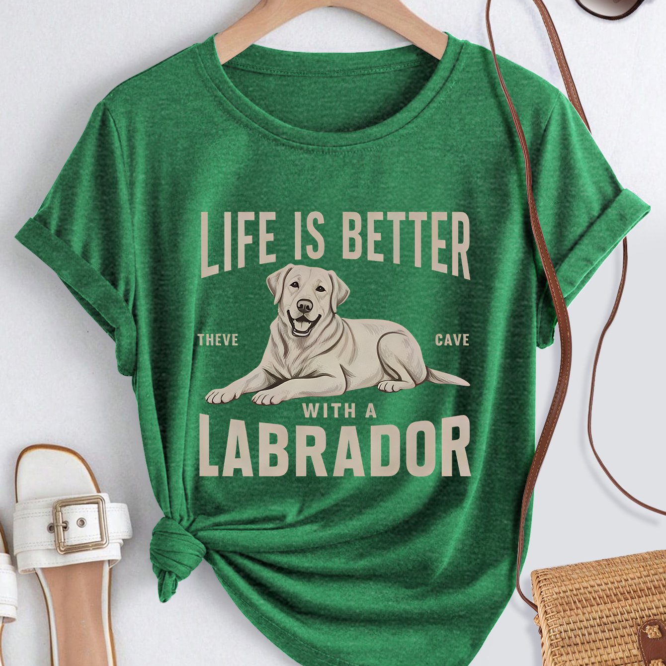 TEMU Summer New Elegant Women's Short Sleeve T-shirt Style Better With A Labrador Labrador Dog Print Breathable Comfortable Fabric Women's Summer Top