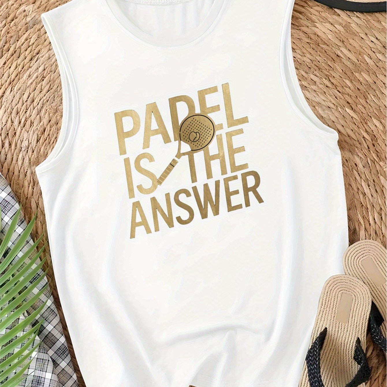 TEMU Padel Is Women's Padel Vest - - Machine-washable Outerwear With Padel Court, Casual Round Neck Vest For Padel & Casual Wear (brand)