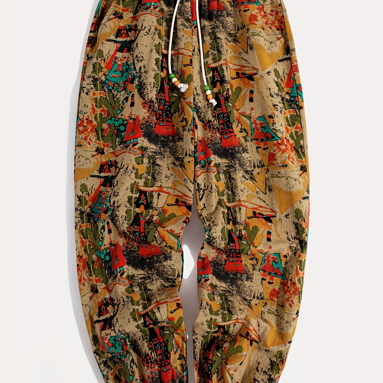 Ethnic Print Drawstring Casual Pants