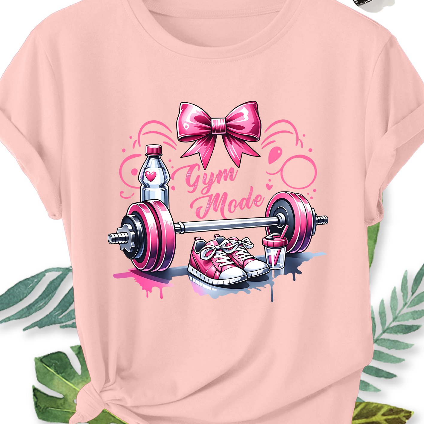 TEMU Women's Elegant Plus Size Short Sleeve Gym Fitness Themed Print Pattern Crew Neck Comfortable Soft Breathable /summer Short Sleeve Gift,