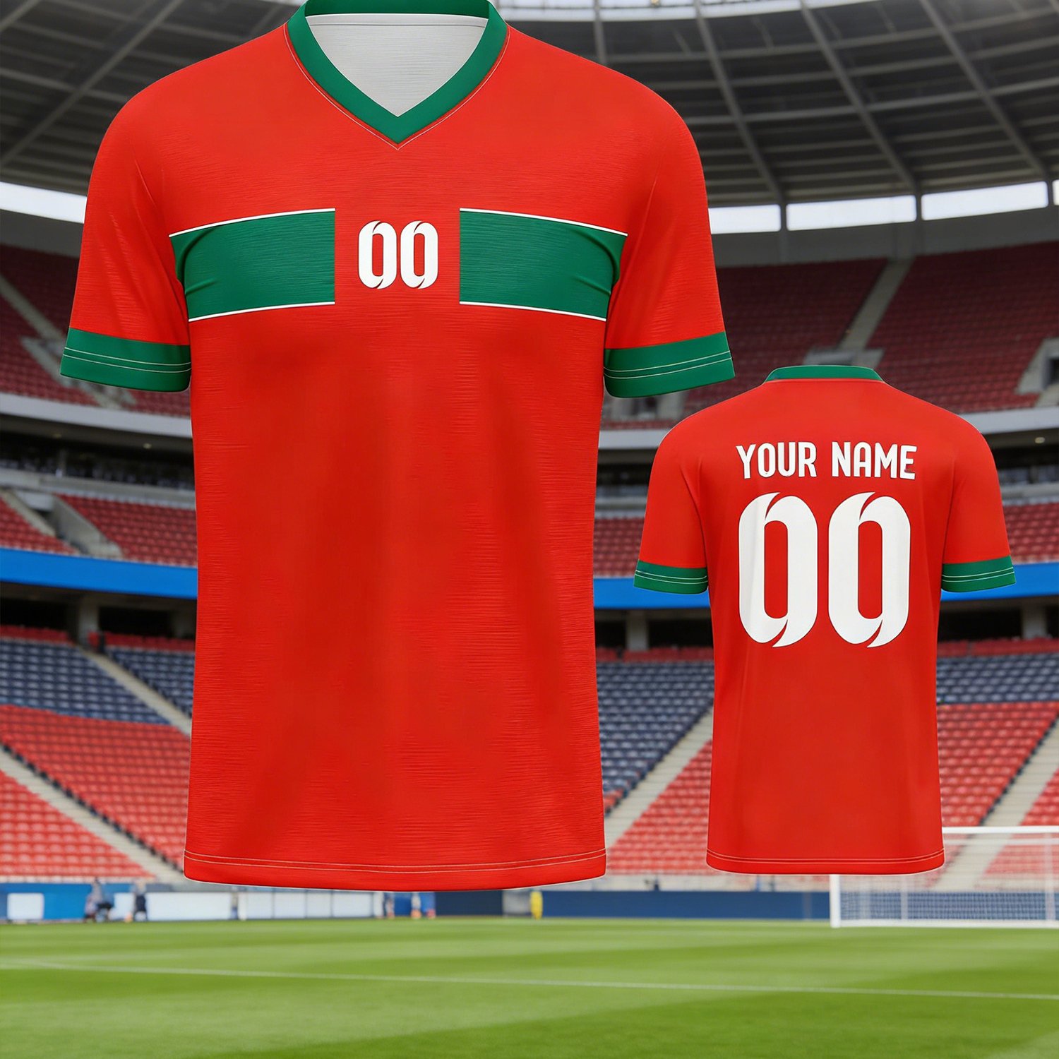 TEMU Personalized Moroccan Custom Jerseys With A , Breathable And Sweat-absorbing. Team Jerseys For Football Teams, Customized For Collaboration.