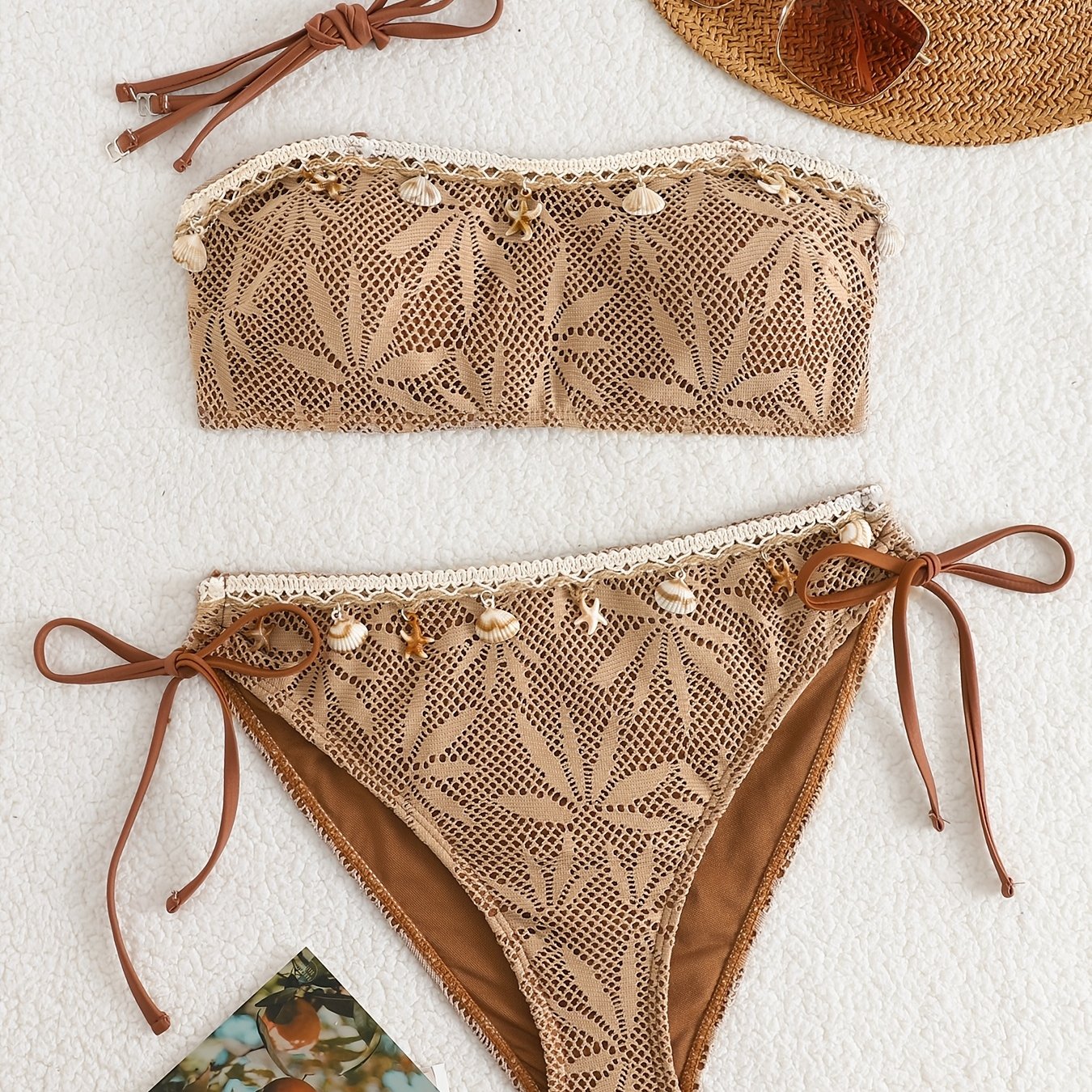 TEMU Trendy Swimwear Summer Spaghetti Strap Sexy And Elegant Strappy Beach Vacation Bikini Set