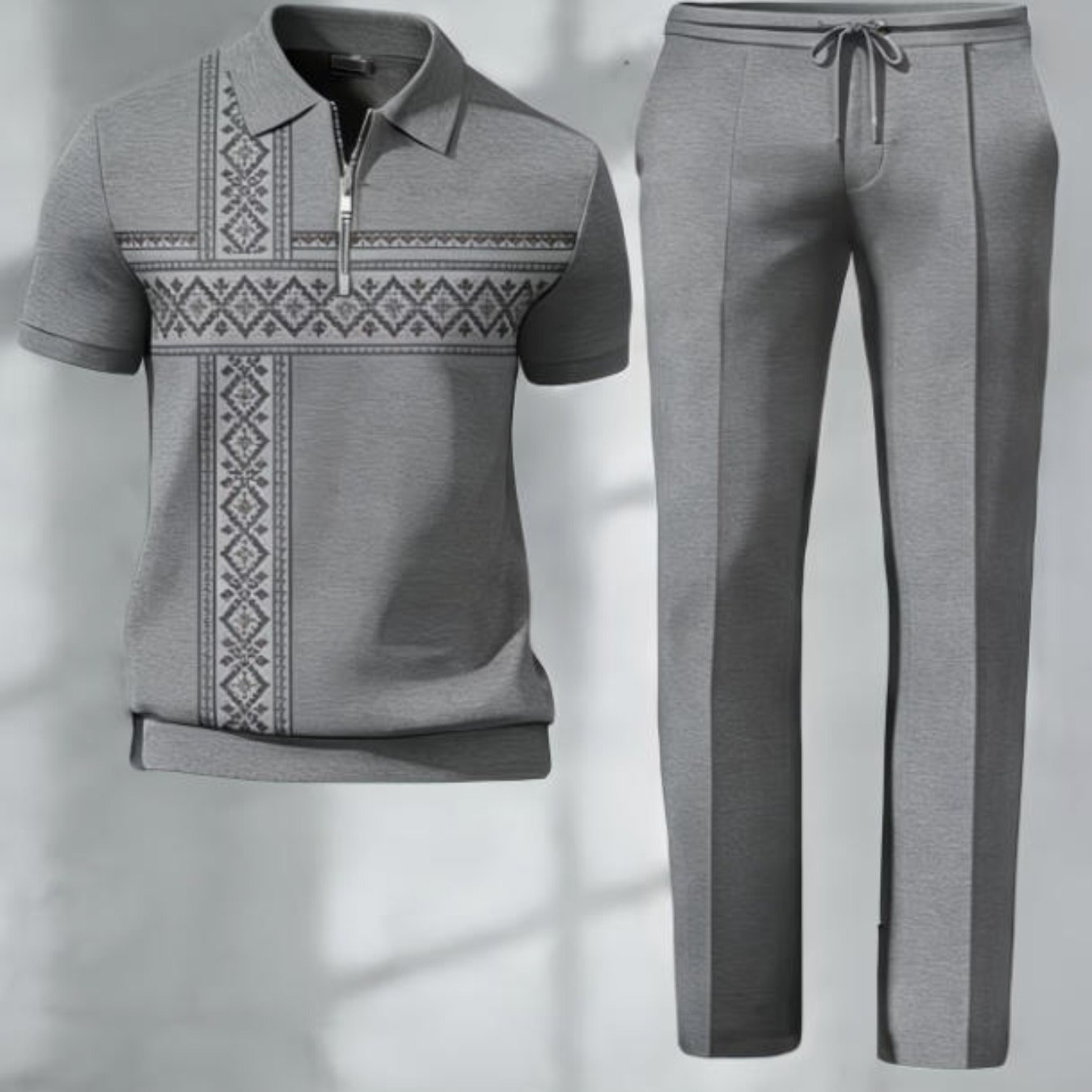 Men's Fashion Casual Trendy Geometric Pattern Shirt Trousers Set Men's Wear For Adults Men Street Style Party Outfit Casual Wear
