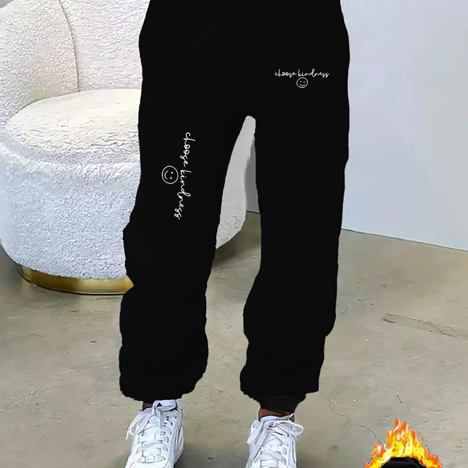 TEMU [00g] Y2k, Trendy Fashion, Front Double Print, Women's Fleece Sweatpants, Casual Comfortable, Women's Fall Winter Clothing S, M, L, Xl, Xxl And