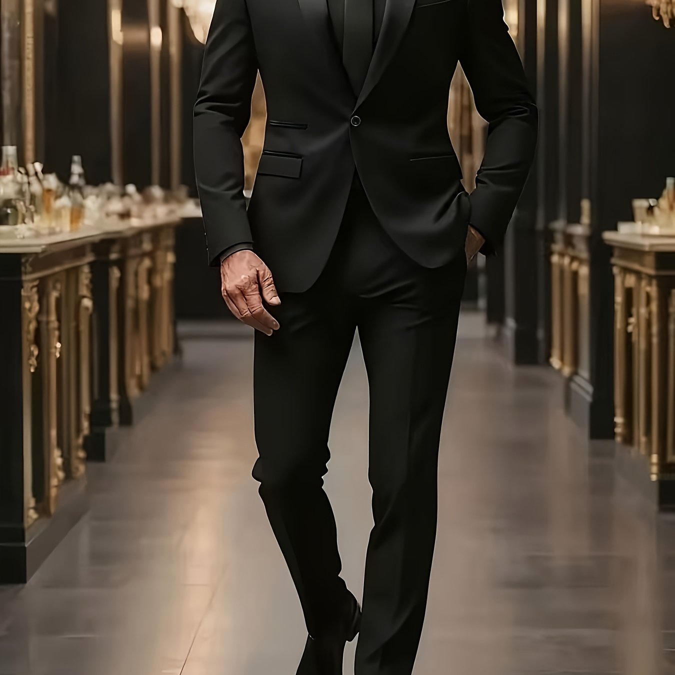 TEMU Costume élégant 2 pièces pour homme, veste de costume simple + pantalon lisse, coupe structurée pour une imposante, facilement adapté aux