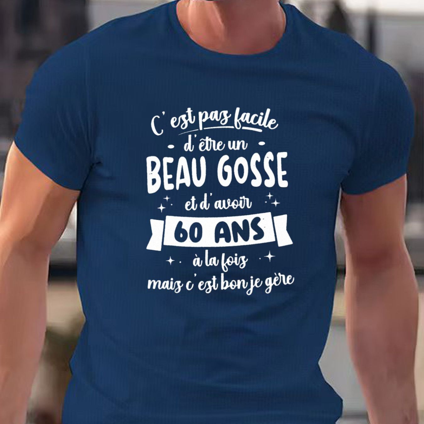 TEMU T-Shirt Homme avec Imprimé Style Écriture Manuscrite Humoristique, Haut Amusant pour 60e Anniversaire