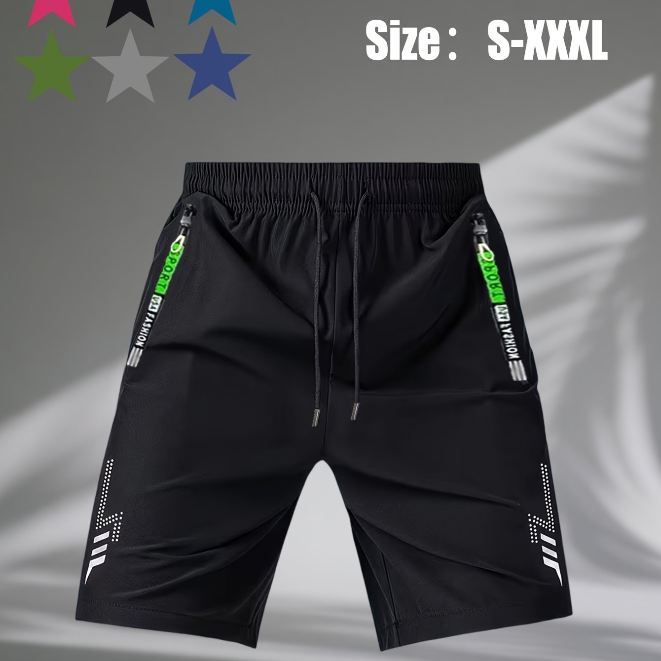 TEMU Men's Summer Quick-dry Casual Shorts - Breathable Drawstring Shorts With Secure Zipper Pockets For Hot Weather (s-xxxl)