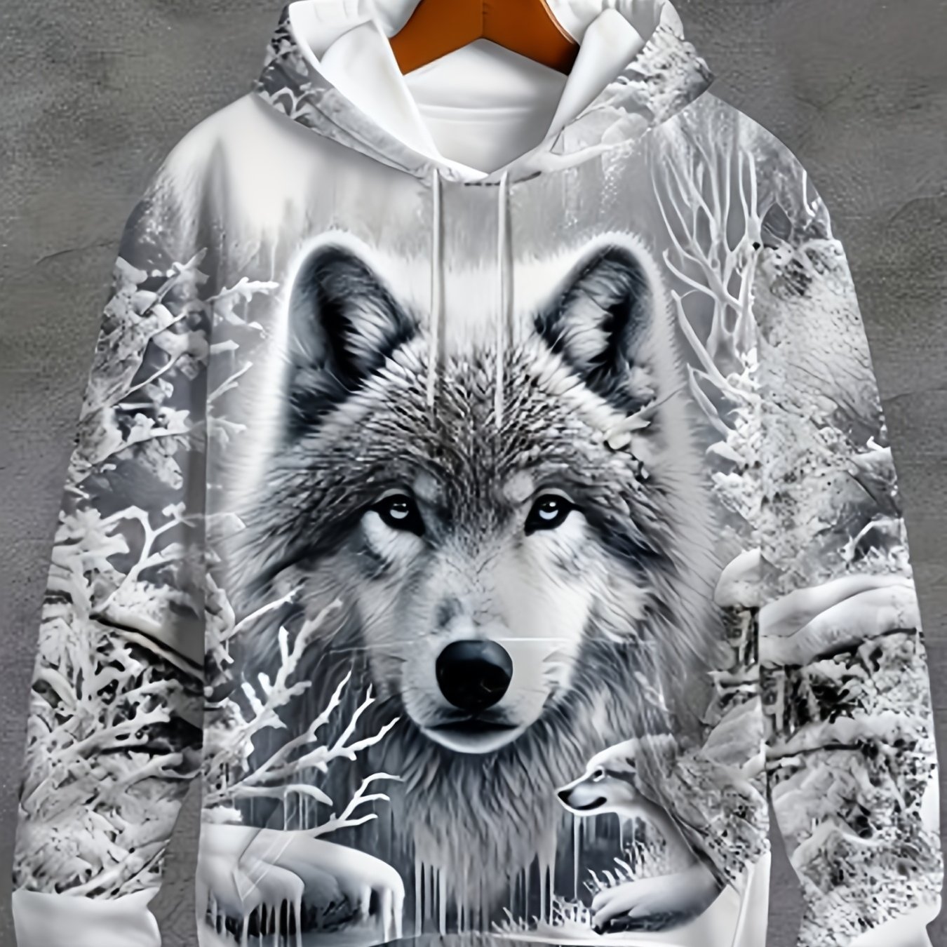TEMU 3d Men's New Long Sleeve Casual Hooded Sweatshirt, Animal Wolf Print, Casual Hoodie, Print Hooded Sweatshirt, Fashionable Hoodie, Fashionable