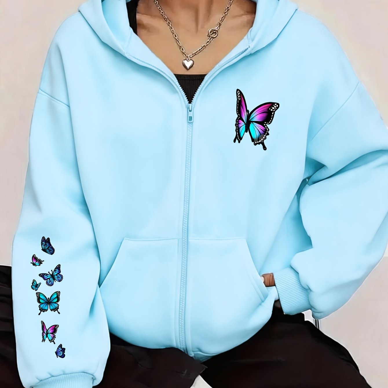TEMU Artistic Pattern Print - Y2k Zip-up Hoodie - Fashionable And Comfortable Jacket, Suitable For , Casual Sportswear Fashion Casual Jacket |