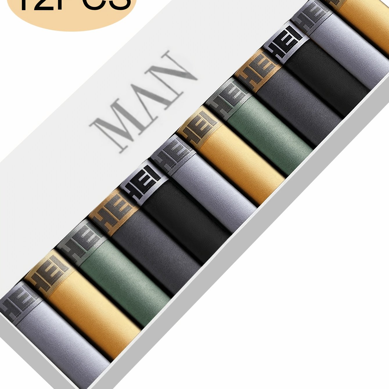 E-shop 12er Pack Herren Slips mit HELLO Buchstaben Elastischem Bund, Individueller Mode Trend, Bequem und Atmungsaktiv für Freizeit zu Hause oder Sport