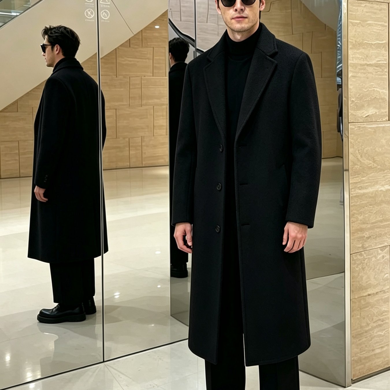 TEMU Autumn Winter New Long Trench Coat, Business Casual All-match Single-button Premium Men's Overcoat