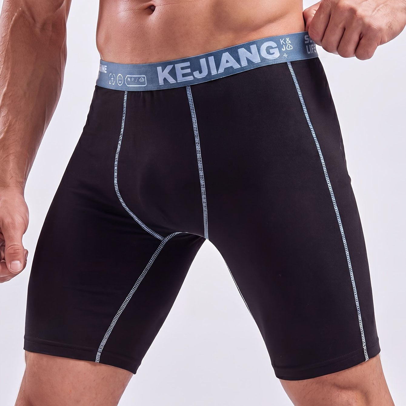 TEMU 4pcs Men's Sports Long Boxer Briefs, Elastic Underwear