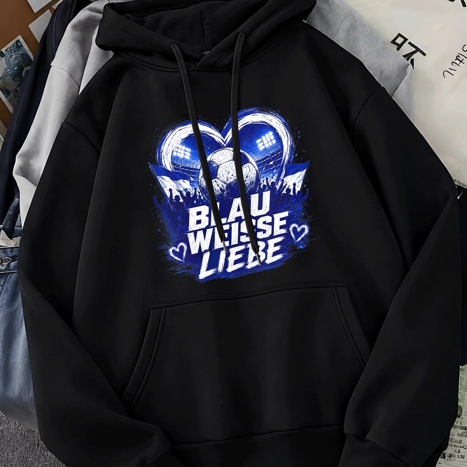 Image of Blue Stadium Football Fan Motif For Men Women Sweatshirt With Kangaroo Pocket Unisex Hoodie