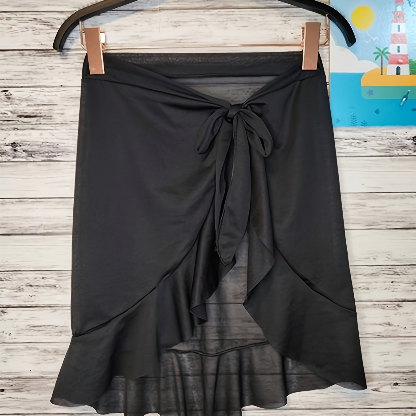 TEMU H&c Beach Skirt Solid Color With Ruffles/ Sarong Skirt/beach Fashion