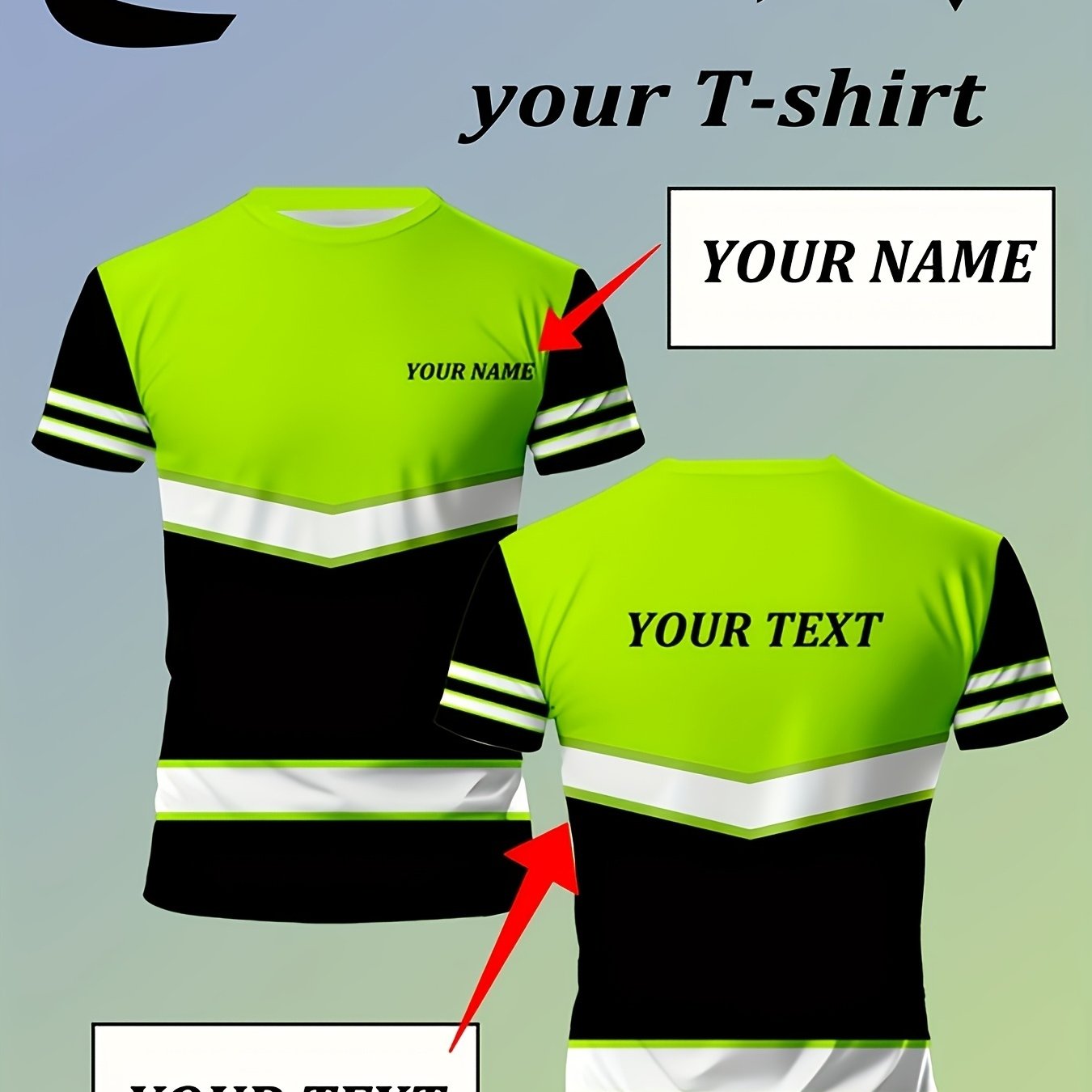 TEMU Custom Men's Casual T-shirt, Personalized Name/text/logo Print