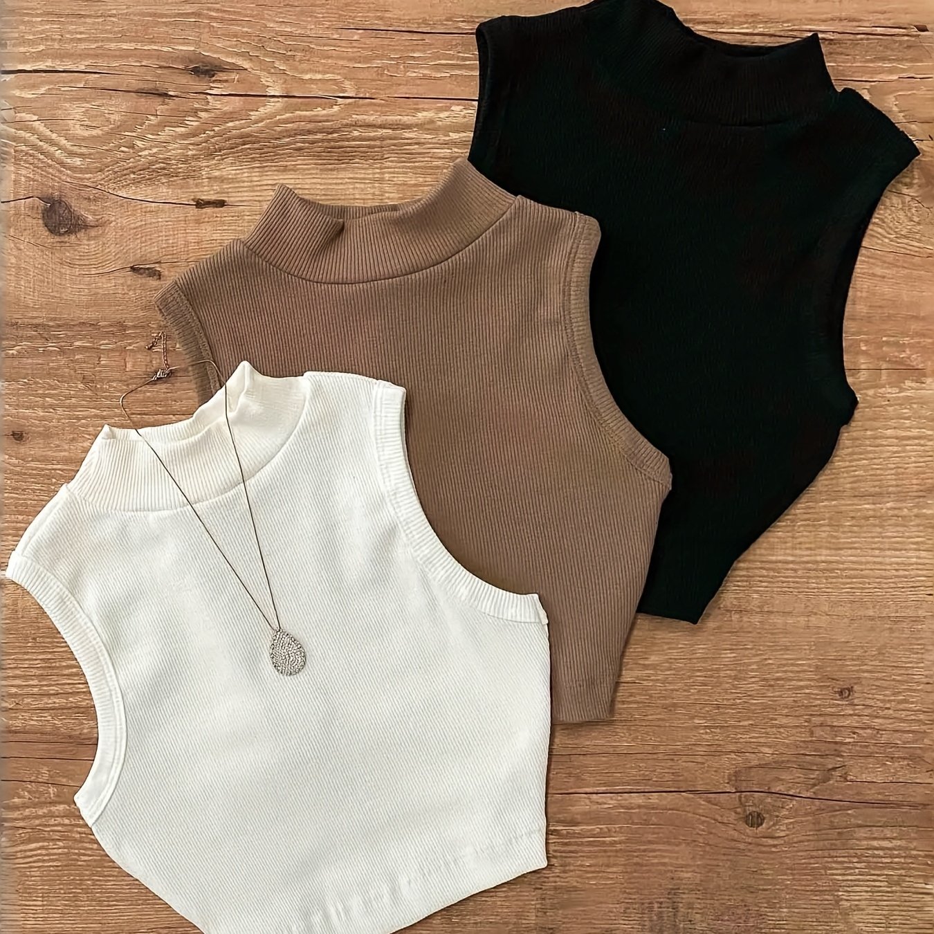 TEMU Set Of 3 Women's Casual And Comfortable Basic Sleeveless Vests, Model Ll168