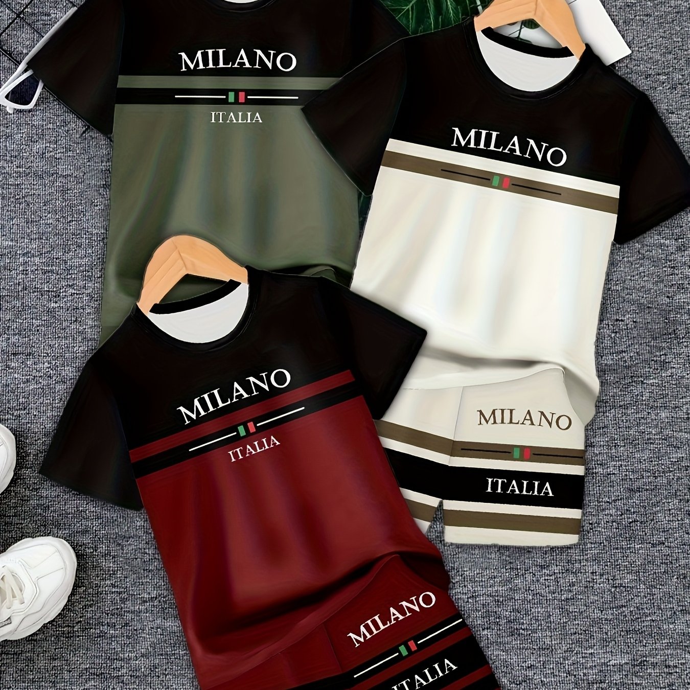 6pcs Set Boys' Casual Pullover And Shorts | Fashionable Gradient Color And 3d Printed Pattern, Polyester, Crew Neck, Short Sleeves, Suitable For Spring/ Casual, For Outdoor, Halloween