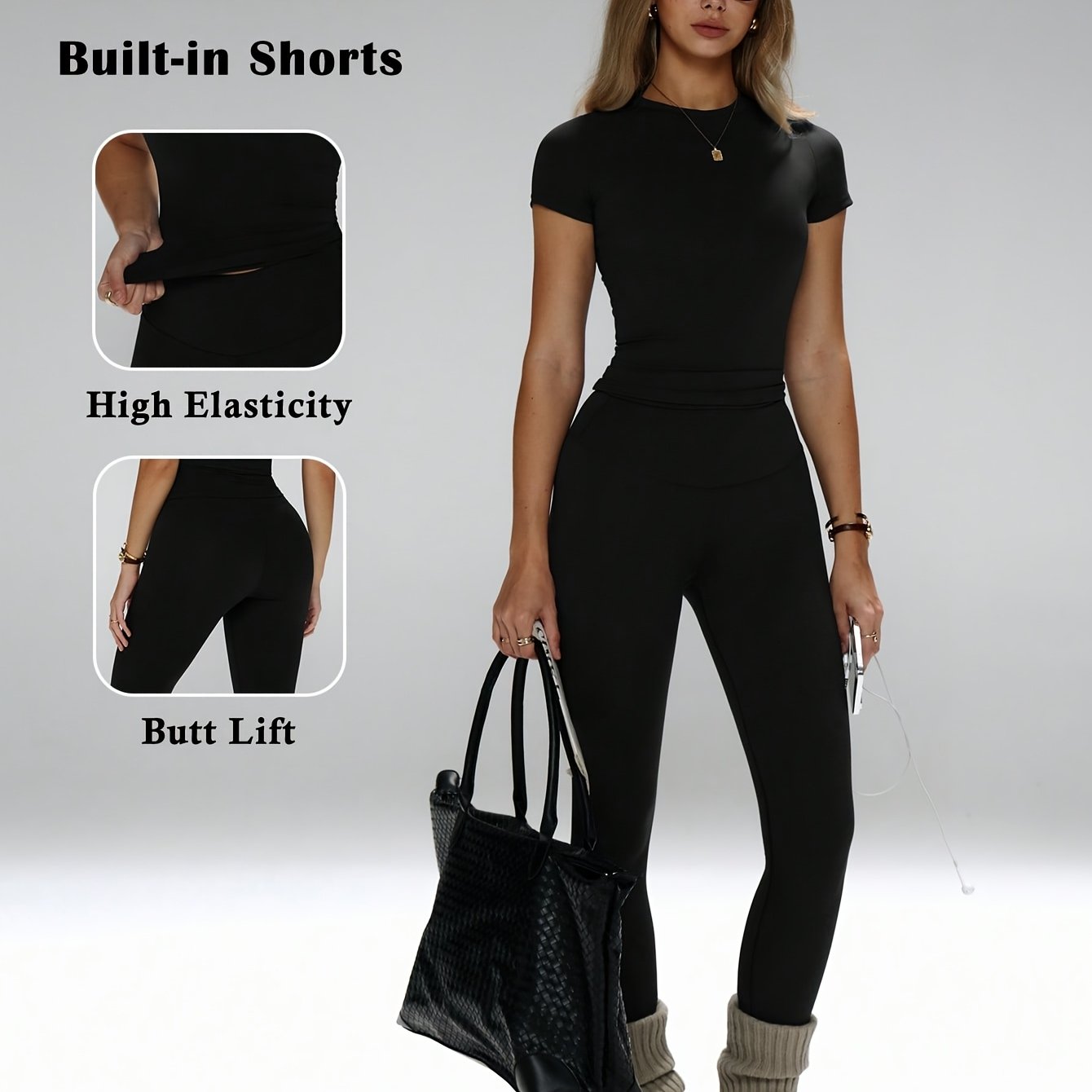 TEMU And Body-shaping, Multi-functional Wear, Tummy Control And Leg-lengthening Effect, Suitable For Yoga, Exercise Or Casual Wear, Women's Yoga Set,