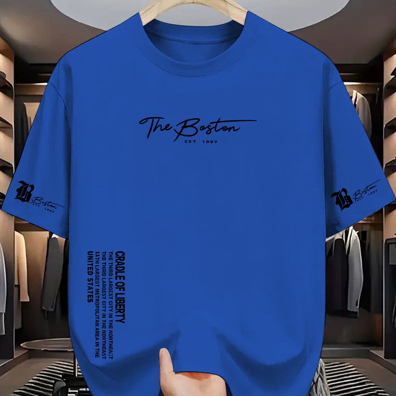 TEMU 1997 Men's Crew Neck T-shirt, A Simple And , A Versatile And Fashionable T-shirt
