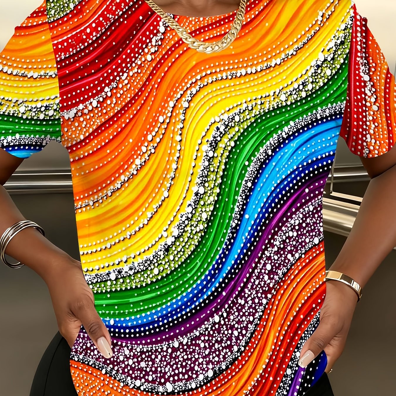 TEMU Sequin T-shirt Women's Short Sleeve Sparkly Blouse Party Fashion Top Vibrant Casual Wear For Women