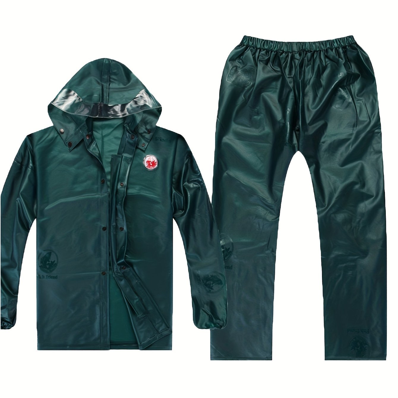 Raincoat And Pants Pvc Sea Rubber Pearlized Set, Yuyou Brand, For , Agriculture, Mining, Construction, And Outdoor Use, Split Raincoat With Zipper