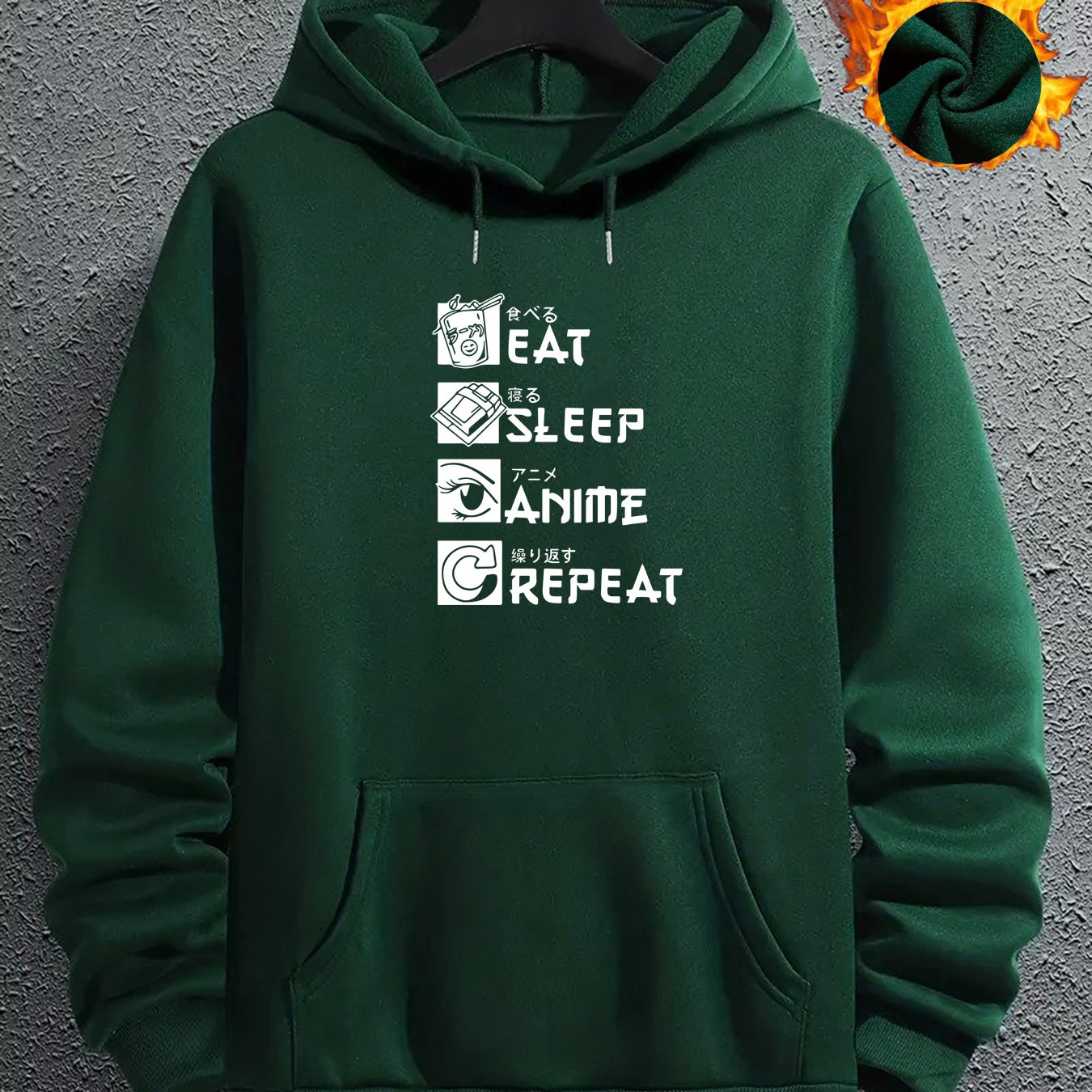 TEMU Casual Anime Graphic Hooded Sweatshirt Regular Polyester Men' Hoodie With Front Pocket And Stretch Fabric