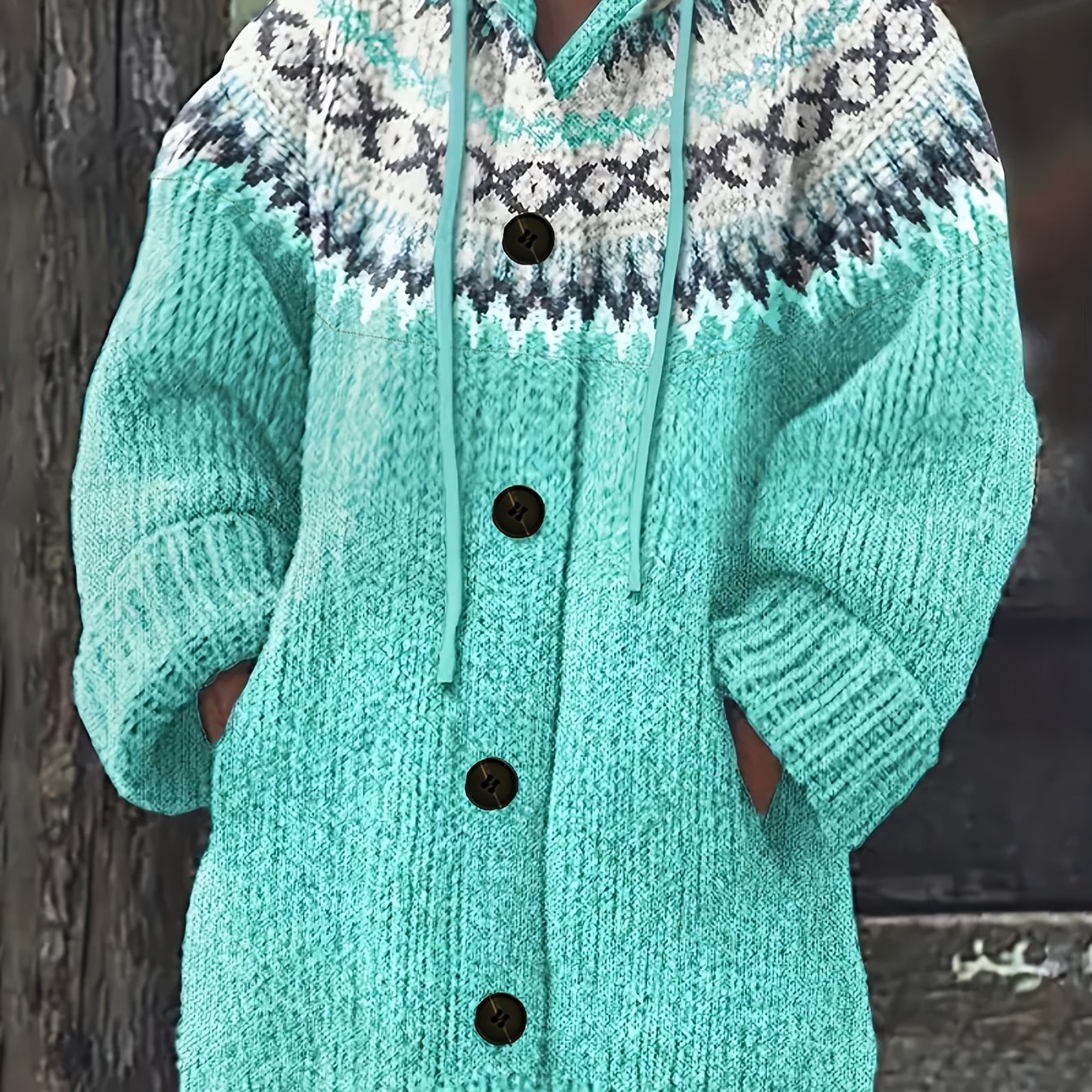 Image of Plus Size, Autumn/winter Women's Coat, European And Fashion Trend Sweater Long Sleeve Hooded Cardigan
