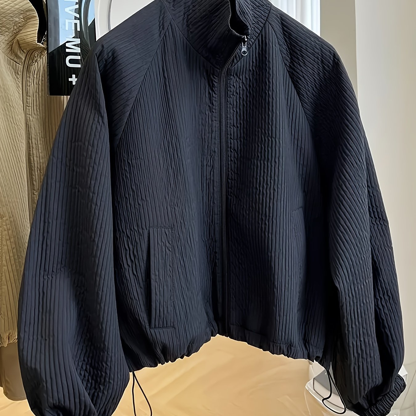 E-shop Modische schlichte Damen-Jacke für Frühling/Herbst mit Stehkragen, einfarbig, kurz, lässig für Pendler; geeignet für Büro