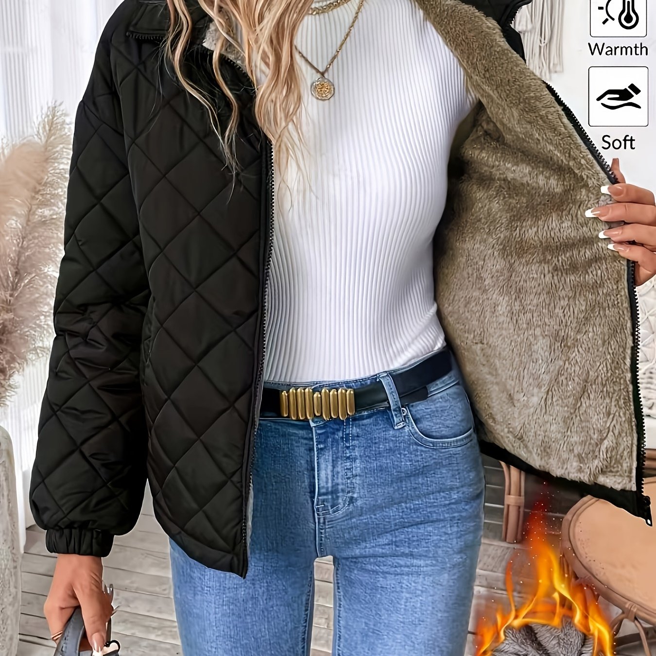 TEMU 41441868 Women's Winter Clothing, Winter Padded, Autumn/winter Warm Plush-lined Padded, Women's Winter Jacket