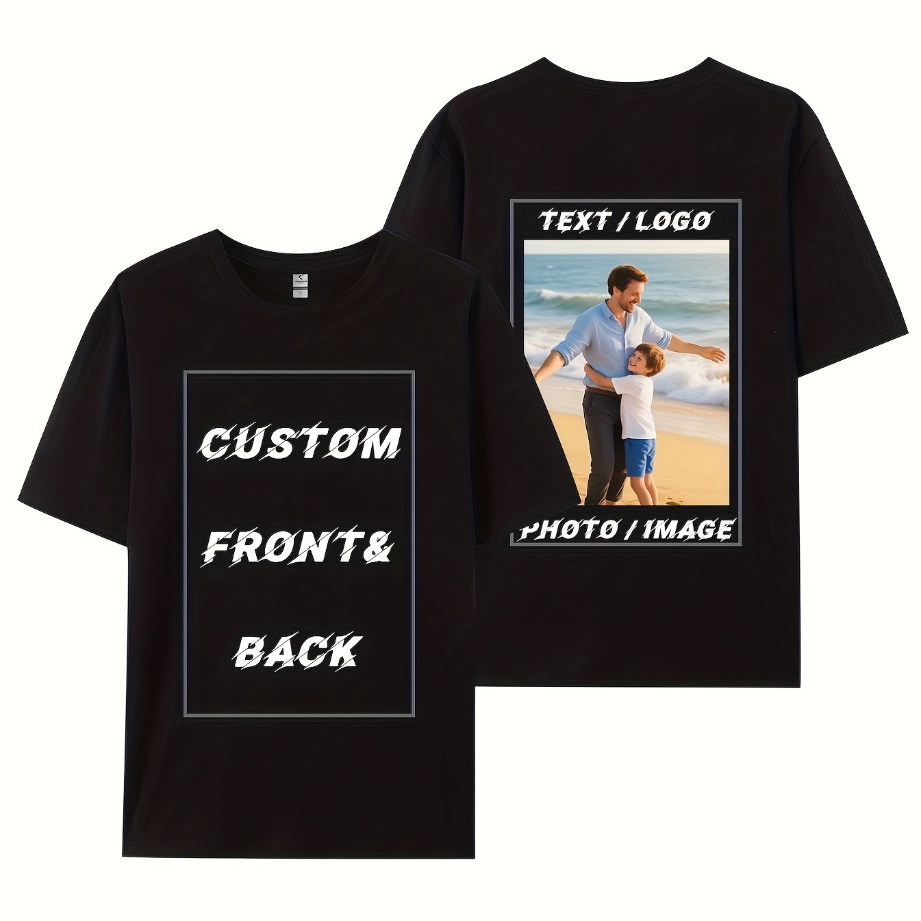 Men's Custom Printed T-shirt - Personalized Photo/text/logo/logo, Breathable Micro-stretch Cotton Tee Suitable For , , Birthdays, Plus Size - Custom Workwear & Orders, Hot Transfer Print