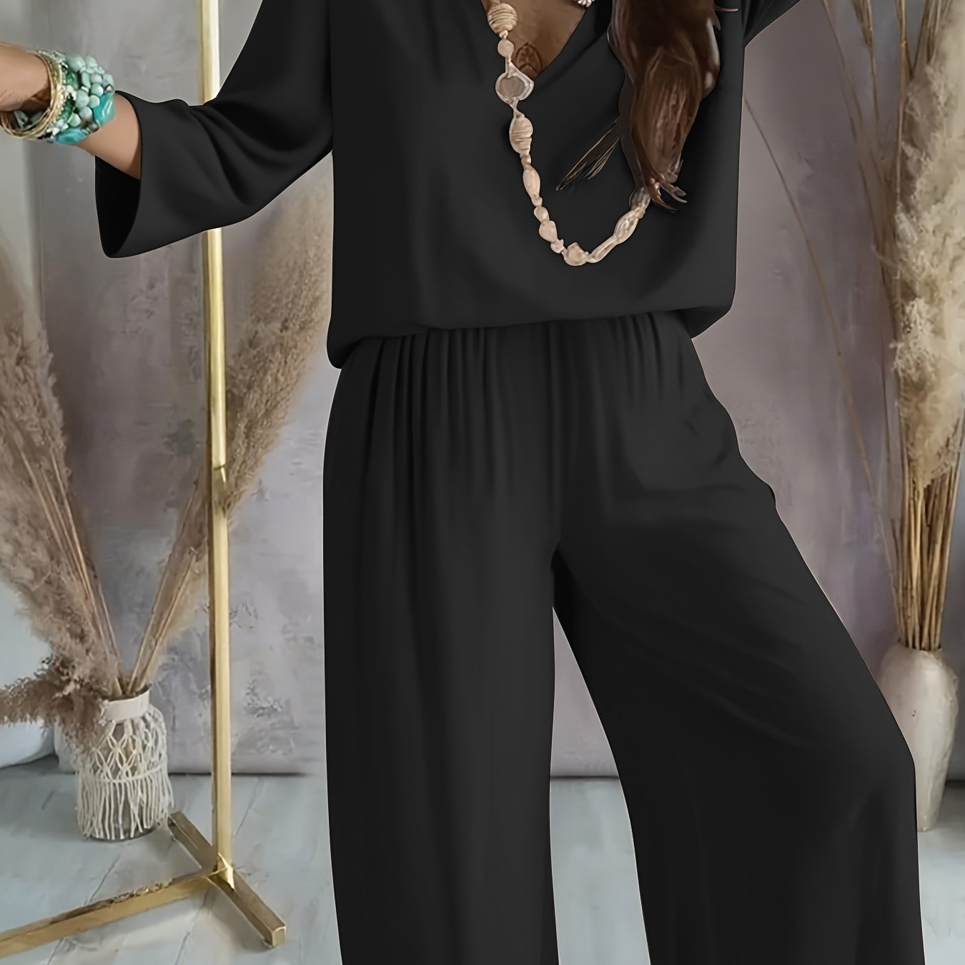 Image of 1 Set Of 2pcs, Plus-size Women's Casual Sport Round-neck Top And Bottom Set(random Colors)