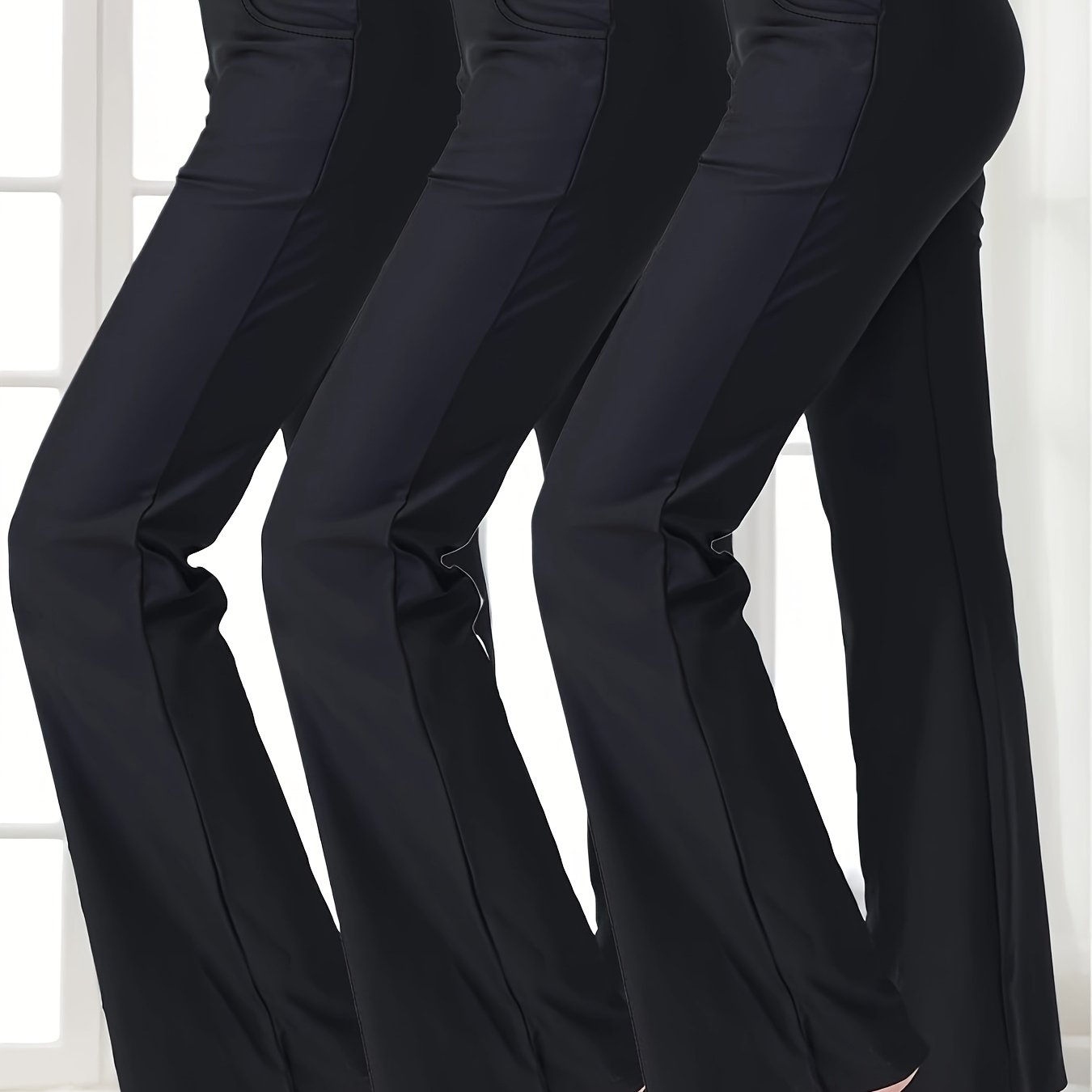 E-shop 3-teiliges Set Europäische und Amerikanische Mode High Waist Hochelastische Tasche Slim Fit Lauf Tanz Training Yoga Hosen Weite Bein Hosen