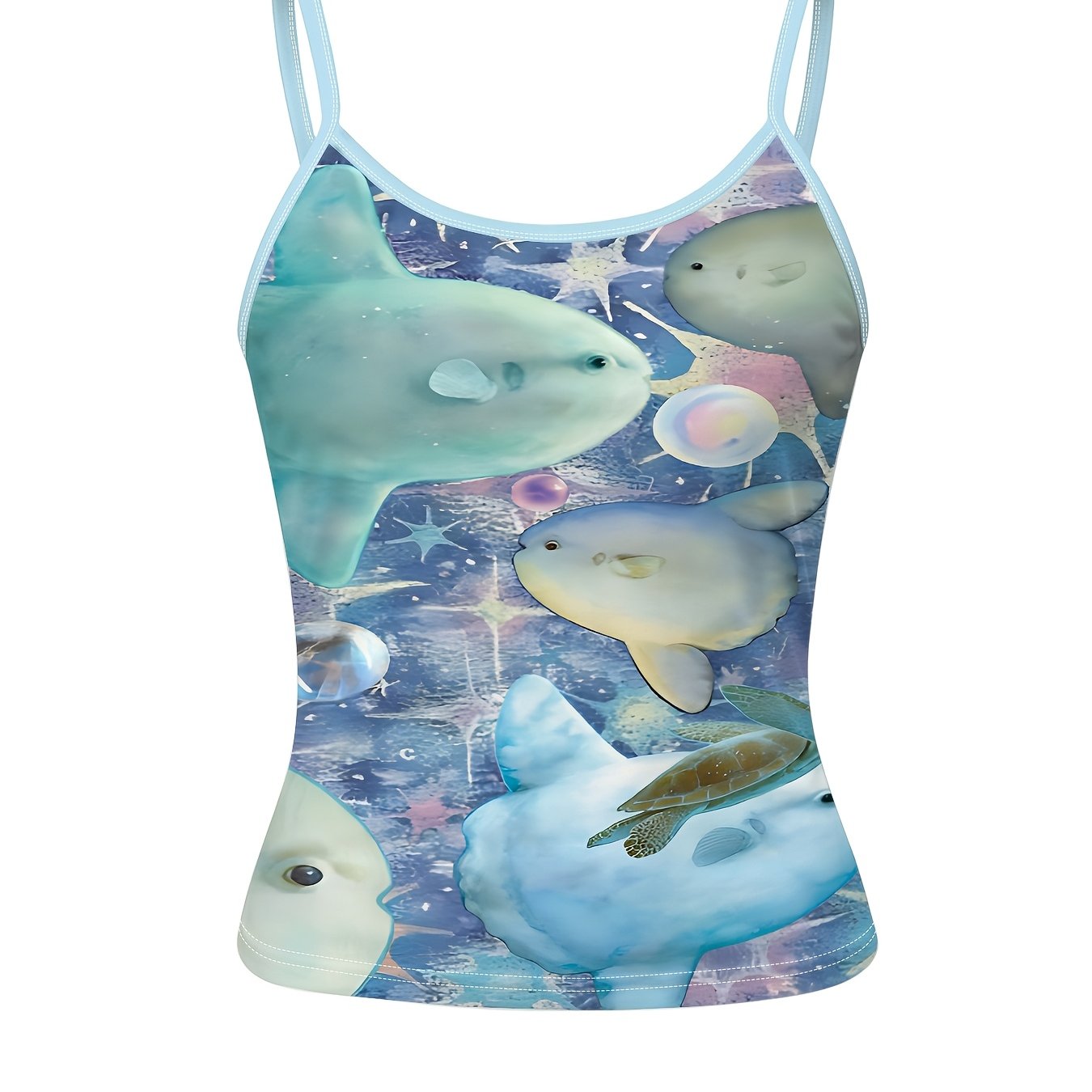 TEMU Women's Slim-fit Sleeveless Tank Top With Pattern, Trendy Printed Summer Item