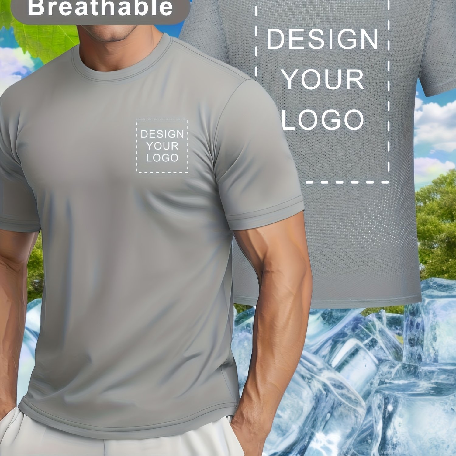 TEMU [custom Item] Men's Quick-dry T-shirt, Personalized Short Sleeve Customization, Customizable Chest And Back, Unique Print, Moisture-wicking And