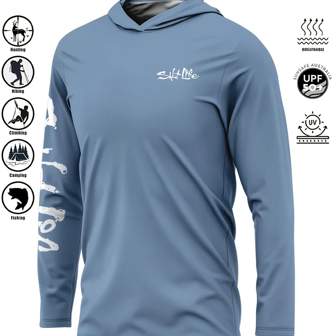 TEMU Fishing Hoodie Men Clothes Summer Breathable Long Sleeve Fishing Jersey Camouflage Fishing Shirts