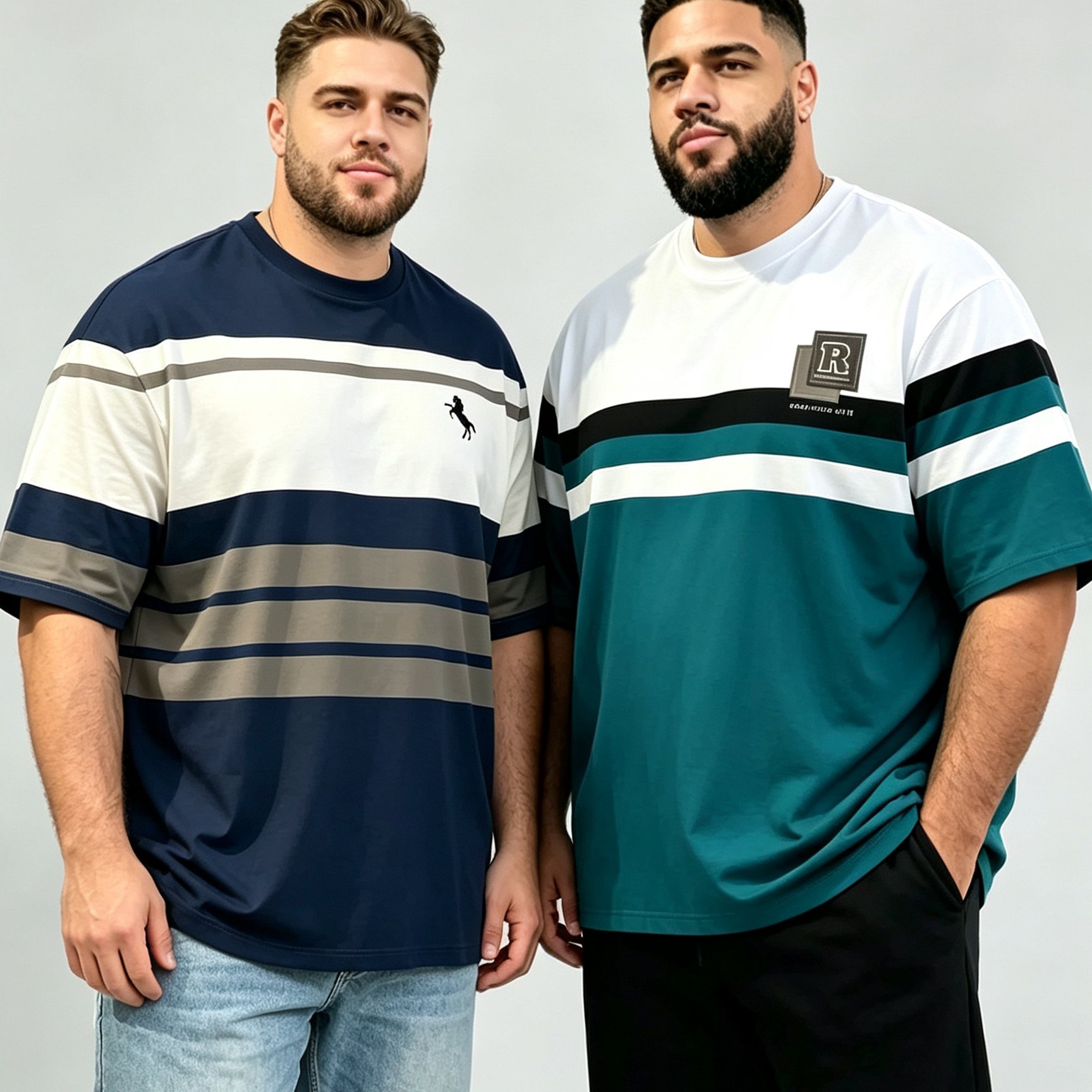 TEMU 2pcs Men's Plus Size T-shirts, Men's Fashion Short Sleeve Summer Crew Neck Pullover Top, Graphic Print Apparel, Casual And Comfortable Base