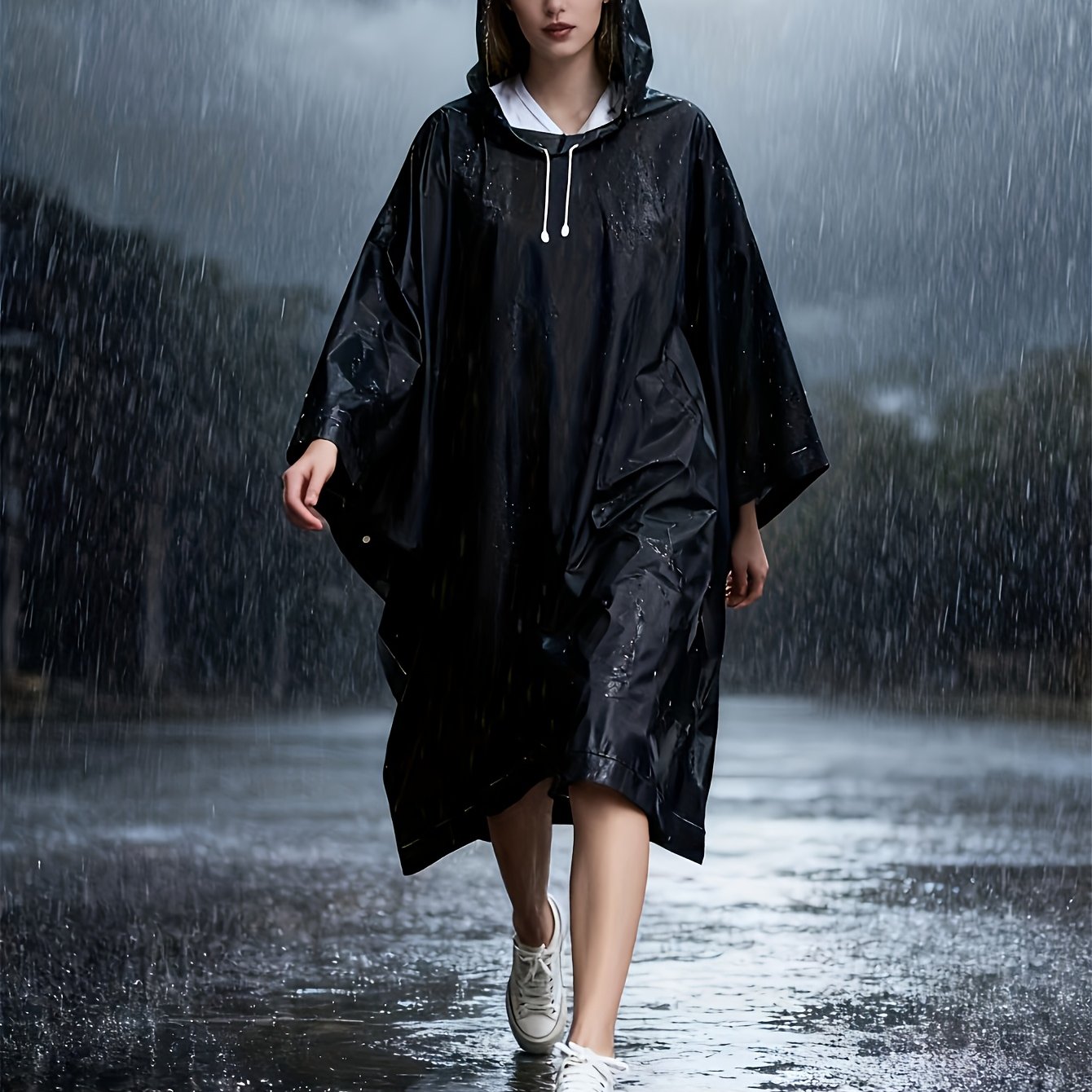 Image of 1 Black High Quality Eva Raincoat For Hiking, Multi-functional Raincoat, Universal Men's Transparent Raincoat, Women's Backpack Raincoat, High Quality Camping And Hiking Cape Raincoat