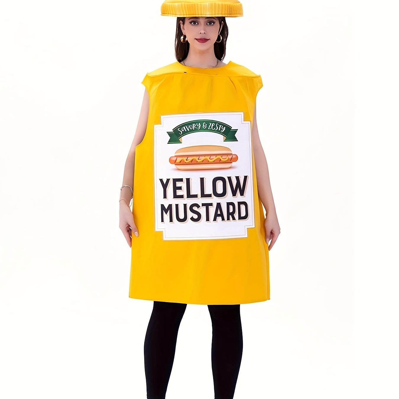 TEMU Mustard Costume For S & - Iconic Yellow Mustard Suit With Realistic Label Design, Hot Dog Party Outfit, Themed Events, & Promotions (costume Not