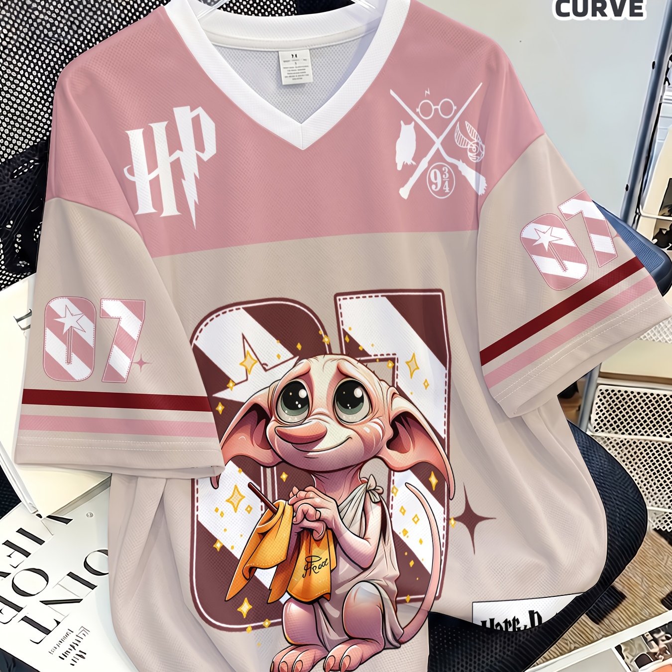 TEMU Plus Size - Harry Potter. Dobby. Plus Size Unisex V-neck Short Sleeve T-shirt. Y2k, Beach Casual, Summer Outfits, Outdoor, Summer Women's