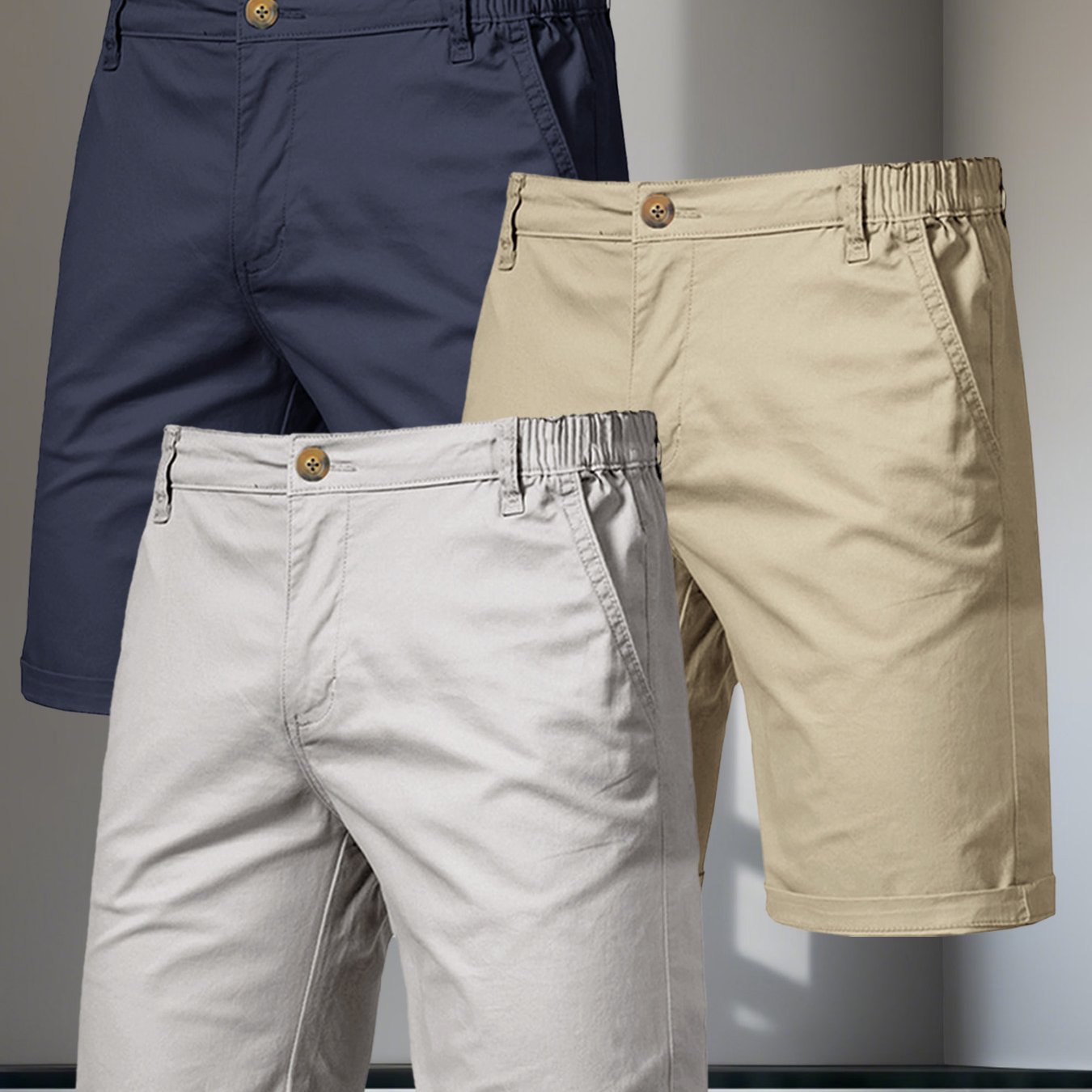 Image of 3pcs Men's Casual Zipper Shorts, Summer Thin Breathable Athletic Bermuda Shorts, Shorts With Pockets And Button Design, Suitable For Daily , Beach Vacation, Running And Fitness, Outdoor Leisure