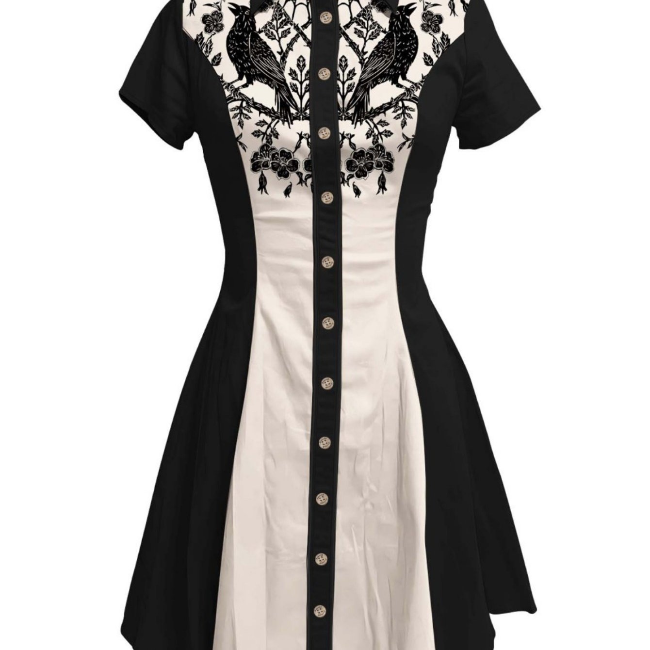 Women's Western Cowboy Shirt Dress, Short-sleeved Collared Button- Flared Mini Dress, Retro Fitted Country Style Set, Suitable For Parties And Everyday Wear.