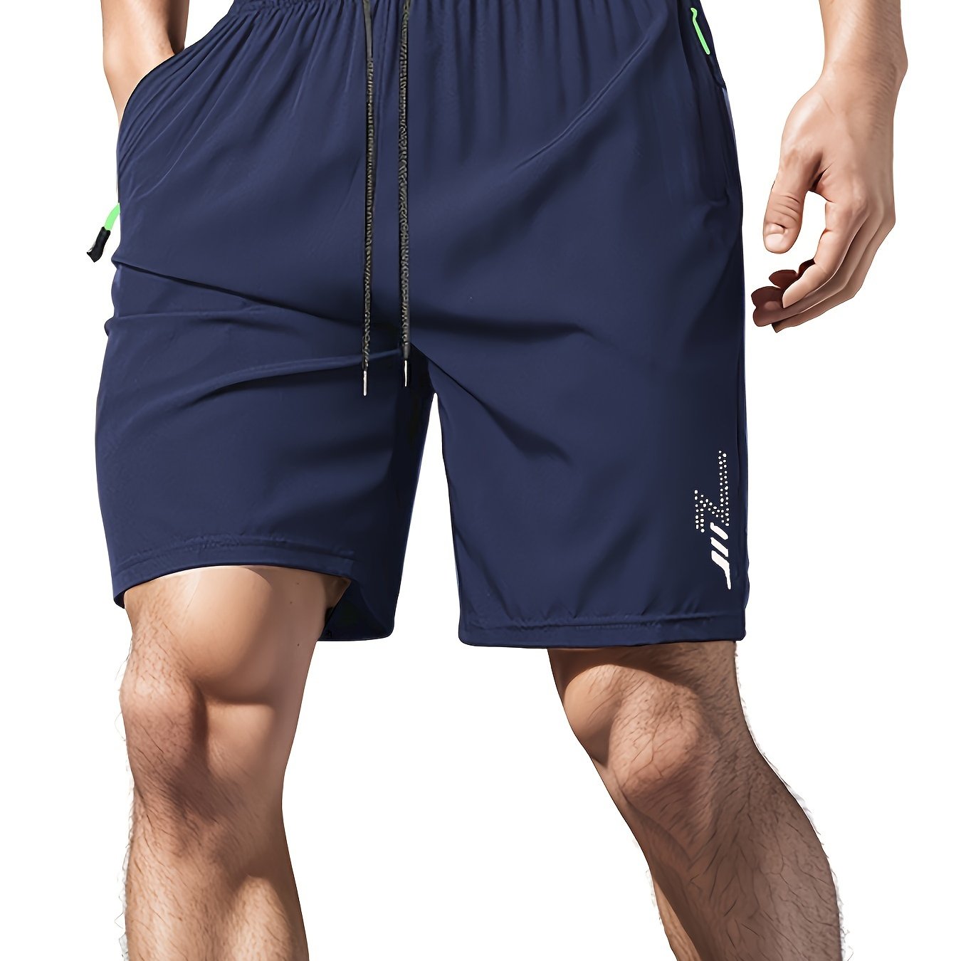 TEMU Men' Quick Drying Shorts, Casual Slightly Stretch Waist Drawstring Shorts For Summer Gym Workout Training