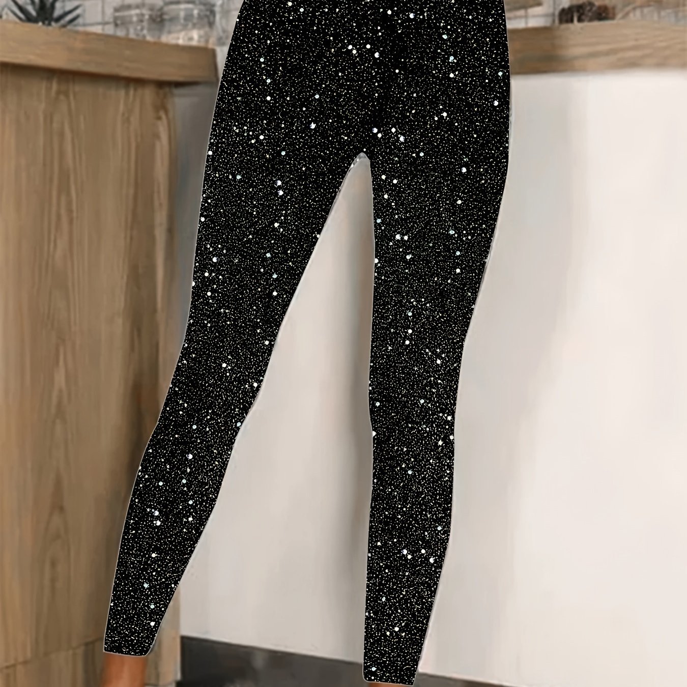 Fashionable And Elegant Leggings With Heavy-duty Sequin Detailing For Casual Outerwear