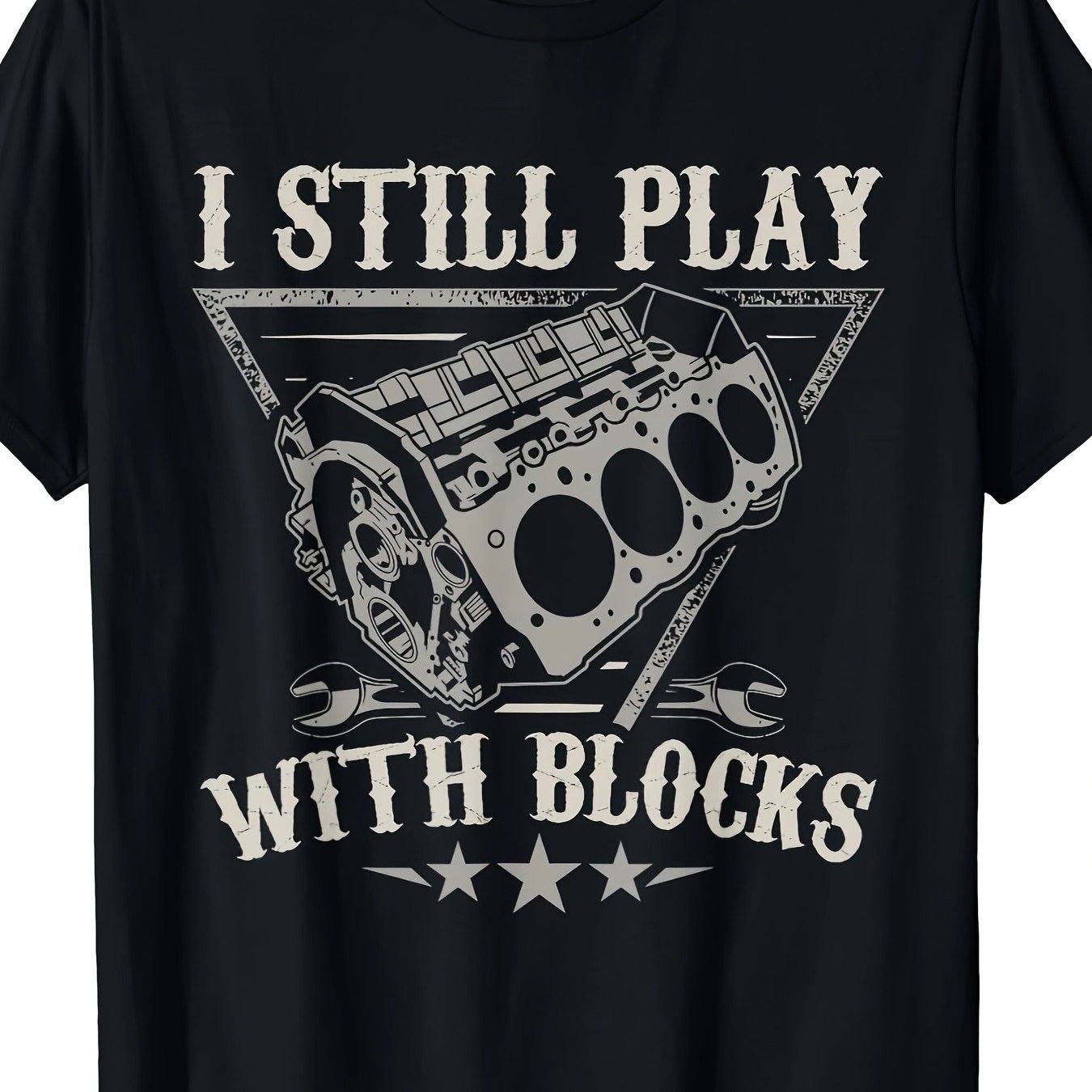 TEMU Play With Building Blocks Men' Trend Shirt 180g Heavy Sided Printed Crewneck Short-sleeve T-shirt Christmas Birthday Gift For Summer And Fall