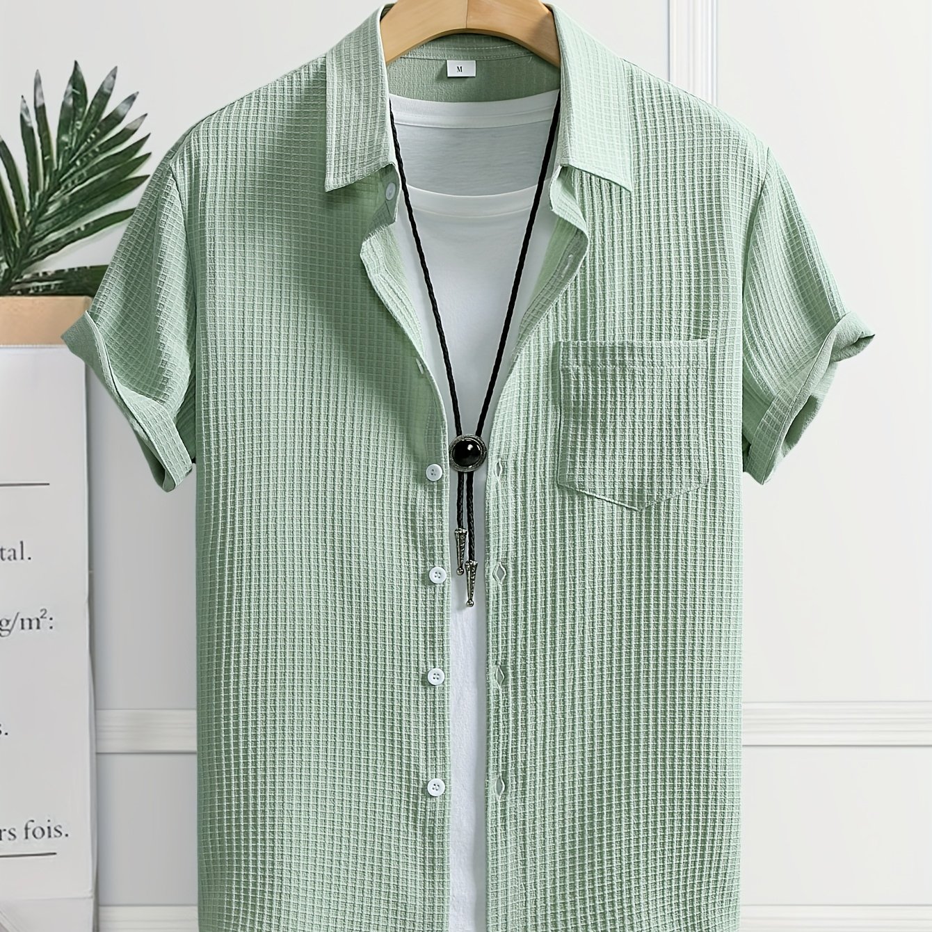 Waffle Casual Short-sleeve Shirt, Plus Size