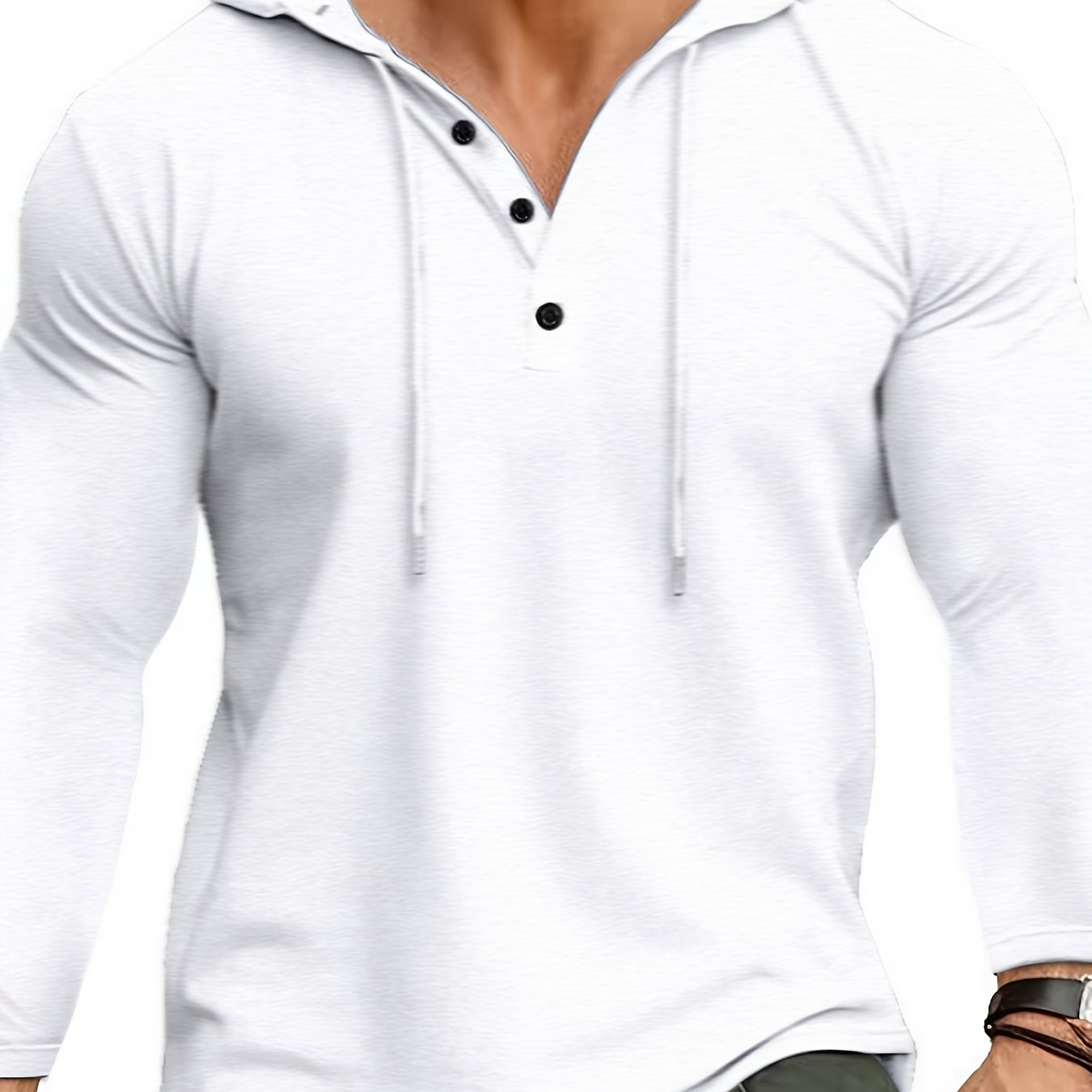 TEMU Kj-cx018 Plus Size Men's Summer Round Neck Hooded Long Sleeve Sports Fitness Polyester Multicolor Base Layer T-shirt